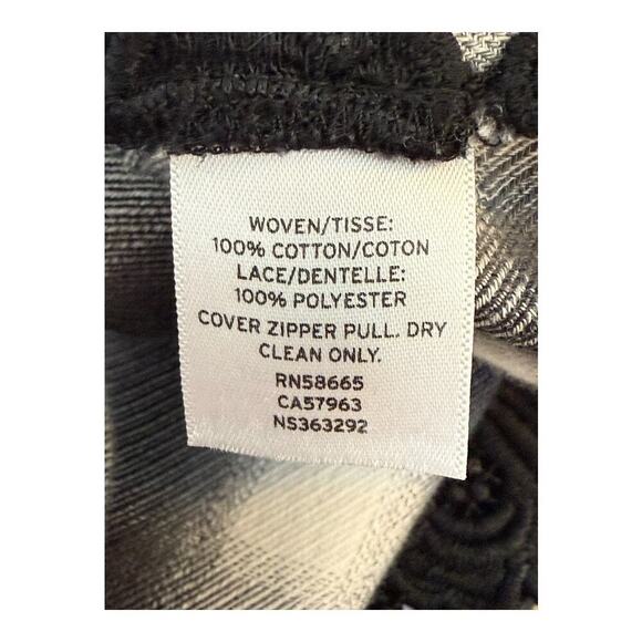 Nordstrom Signature Women's Plaid Blouse Black & White Size Small Lace‎ Back - Picture 7 of 7